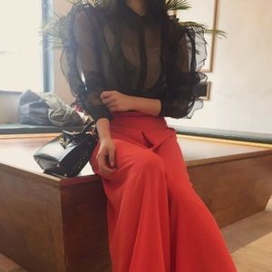 Organza ruffle blouse